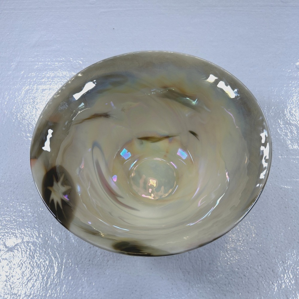 Murano Italian Glass Mother of Pearl Yalos Casa Bowl Italy Centerpiece Handmade